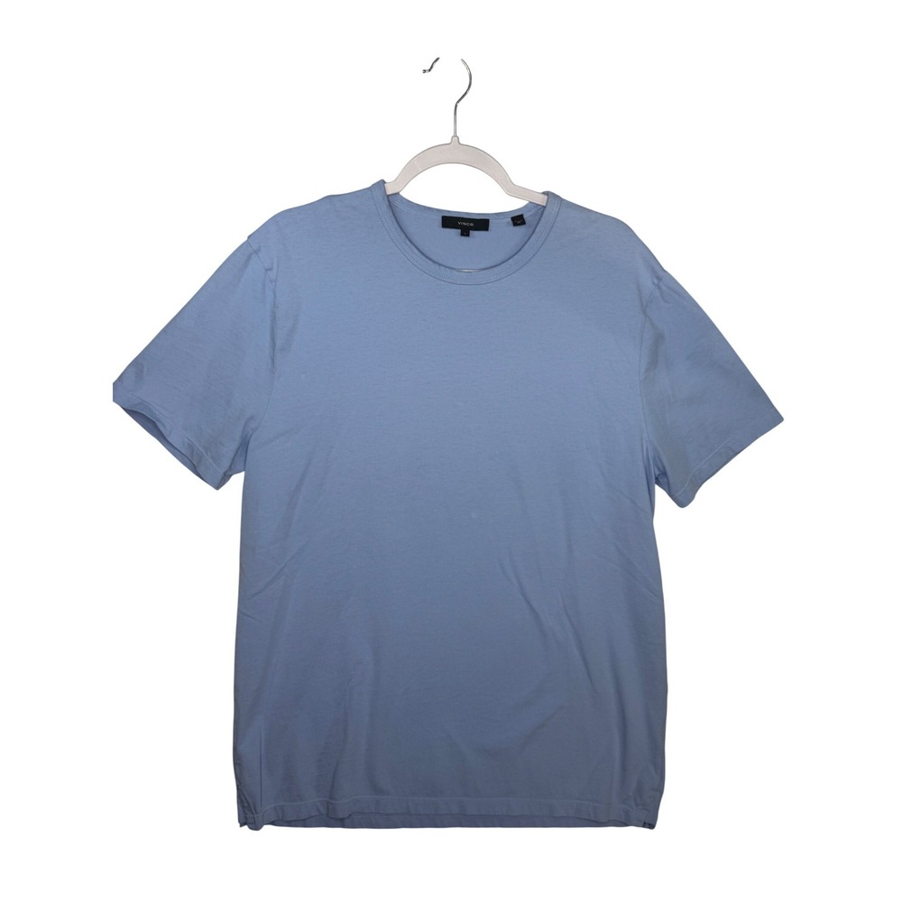 Vince Mens Crew Neck Short Sleeve T Shirt Light Blue Size L Cotton Made in USA‎